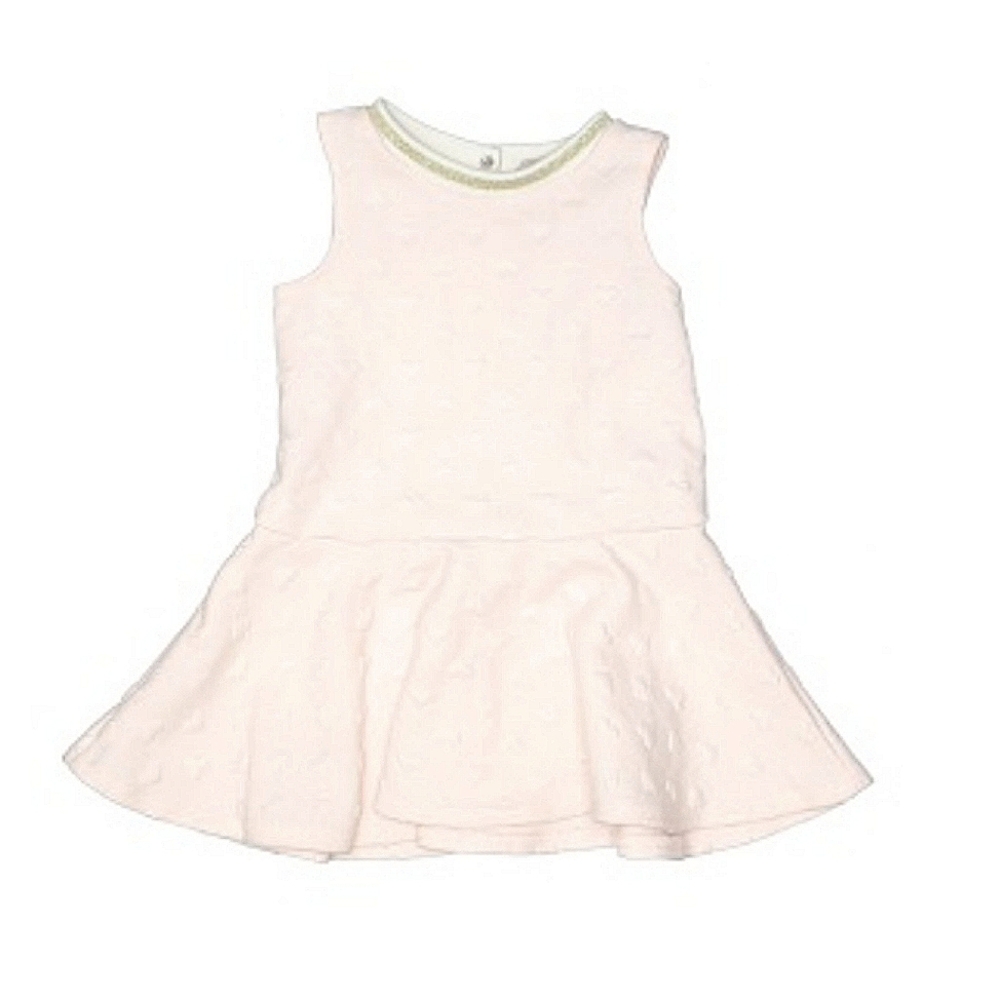 Lili Gaufrette Pink Heart Embossed Drop Waist Snap Back Size 2 Dress EUC